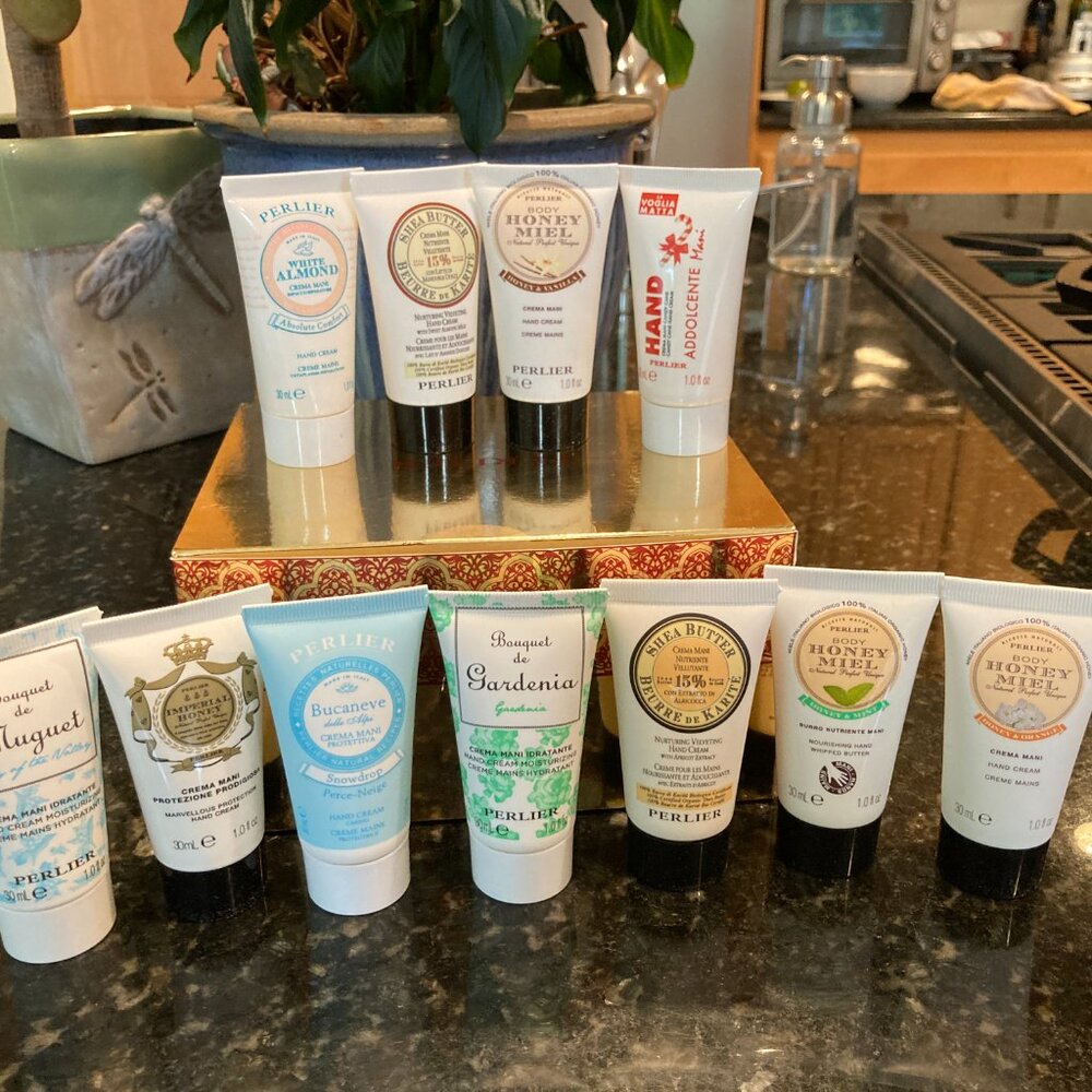 PERLIER 11 PIECE MINI HAND CREAM SET OF 11 DIFFERENT CREAMS 1.0 OZ. EACH New
